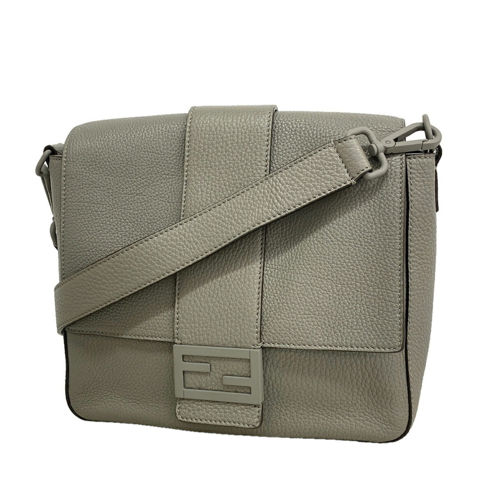 Fendi Baguette Leather Shoulder Bag, Gray, Men's